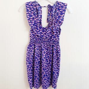 Audrey 3 + 1 Purple Fish Print Fit & Flare Dress
